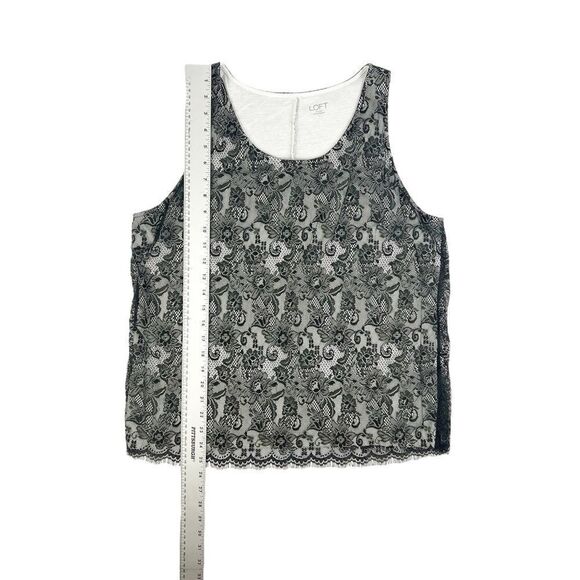 LOFT Black Lace Layered Tank Top Large - Picture 3 of 6